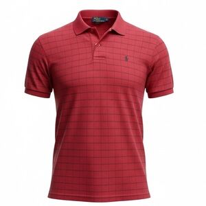 Polo Ralph Lauren XXL Maroon Windowpane Grid Polo Shirt 100% Cotton Classic Fit